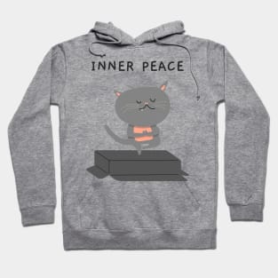 Inner peace funny cat pose Hoodie